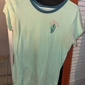 Green Graphic Tee with Cactus Design